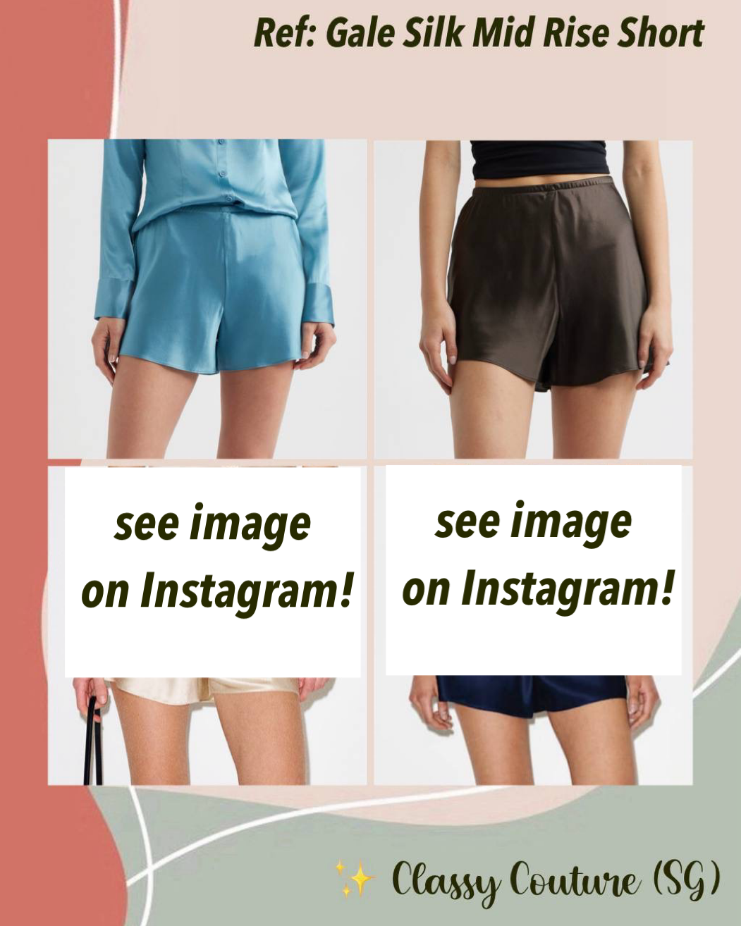 4 Colors! Ref Gale Silk Mid Rise Shorts