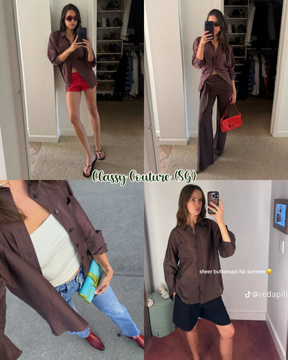 4 Colors! Ref Eli Sheer Oversized Shirt