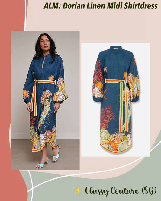 ALM Dorian Linen Midi Dress Shirtdress