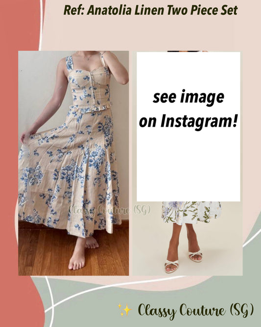 Ref Anatolia Corset Top | Midi Skirt | Linen Two Piece Set