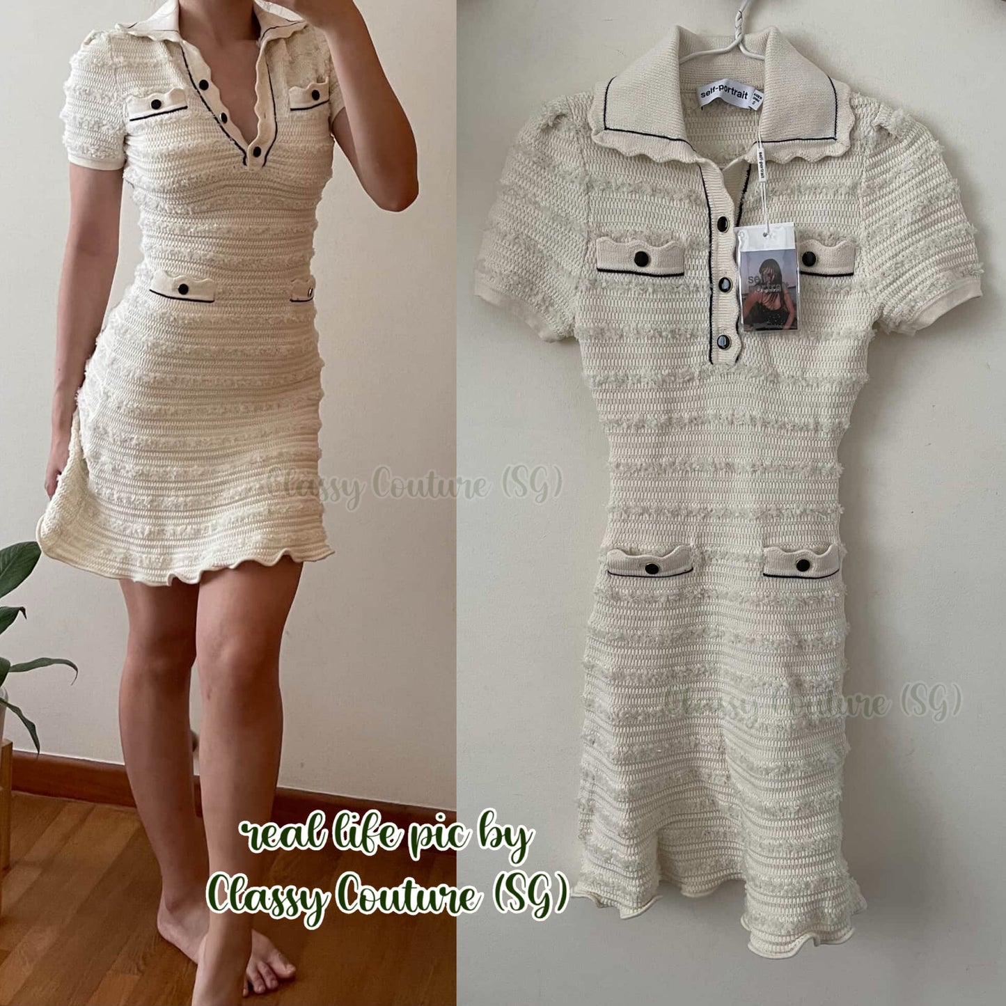 SP Ivory Tape Yarn Stripe Knit Mini Dress