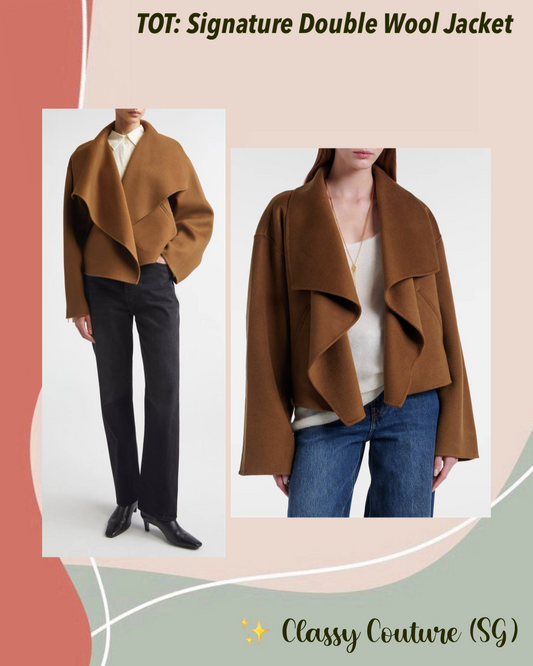 TOT Signature Double Wool Cropped Jacket Coat in Tobacco