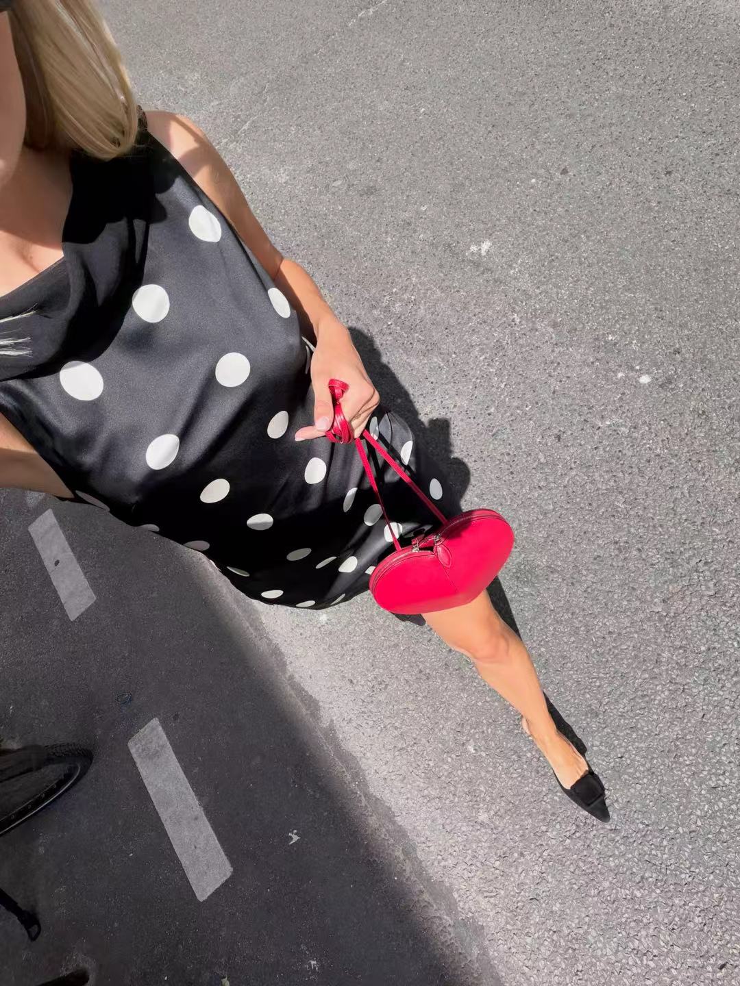 Ref Jonelle Silk Mini Dress in Moon Dot Black Polka