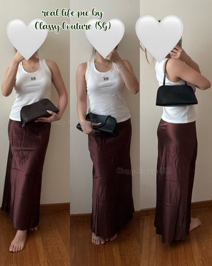 2 Colors! TR Peggy Clutch / Shoulder Bag in Polished Saddle Calfskin Leather