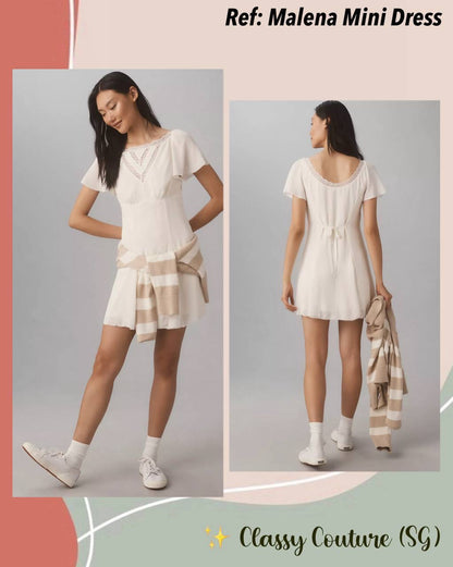 Ref Malena Viscose Mini Dress in Ivory