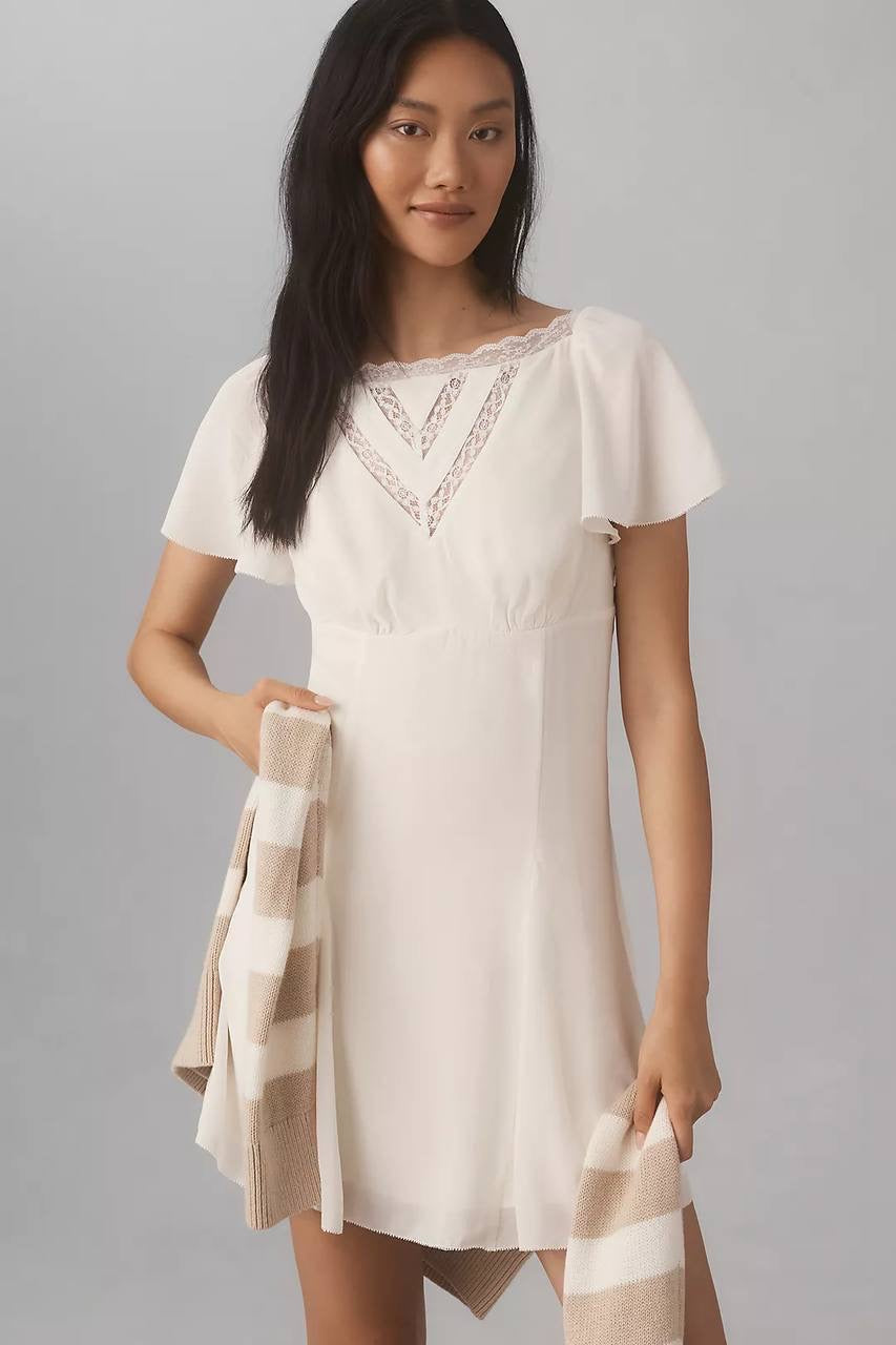 Ref Malena Viscose Mini Dress in Ivory