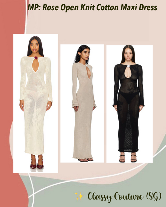 MP Rose Pointelle Open Knit Cotton Maxi Dress Sheer Coverup