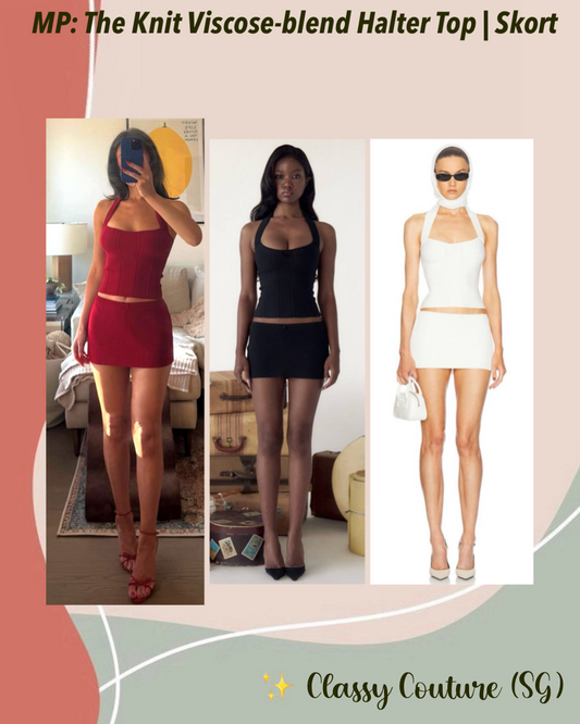 MP The Knit Halter Top | Mini Skort (Skirt w shorts) | Viscose-blend Set