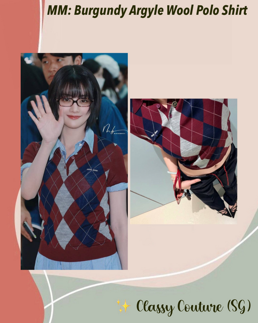 MM Burgundy Argyle Wool Polo Shirt