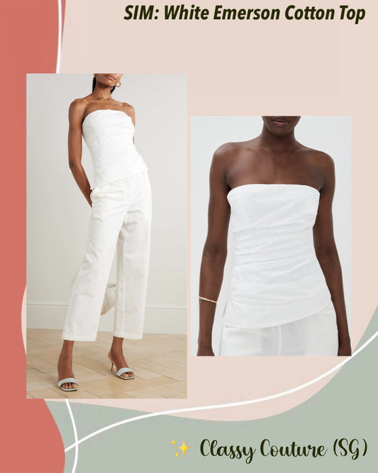 SIM White Emerson Cotton Strapless Bustier Top