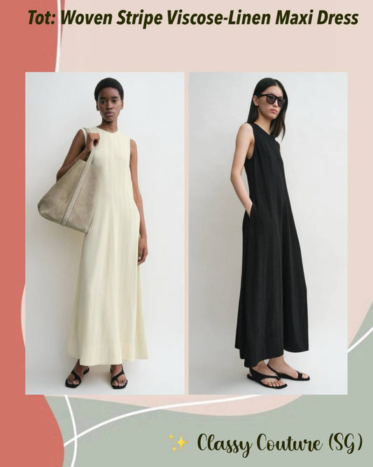 Tot Woven Stripe Viscose-Linen Midi Maxi Dress