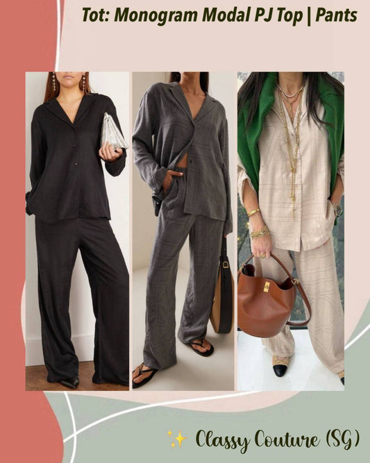 Tot Monogram Modal Flannel PJ Top | Pants | Set