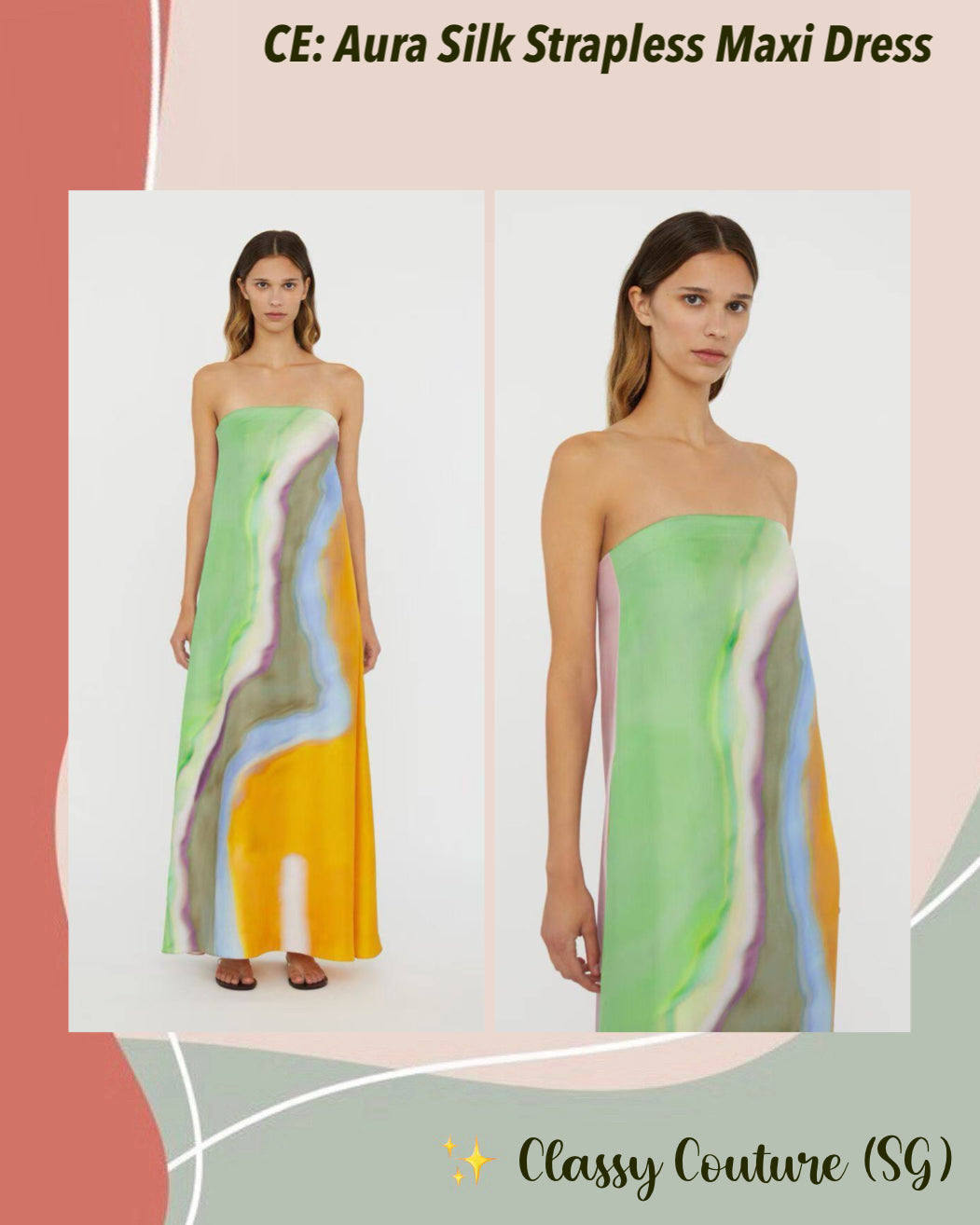 CE Aura Silk Strapless Maxi Dress