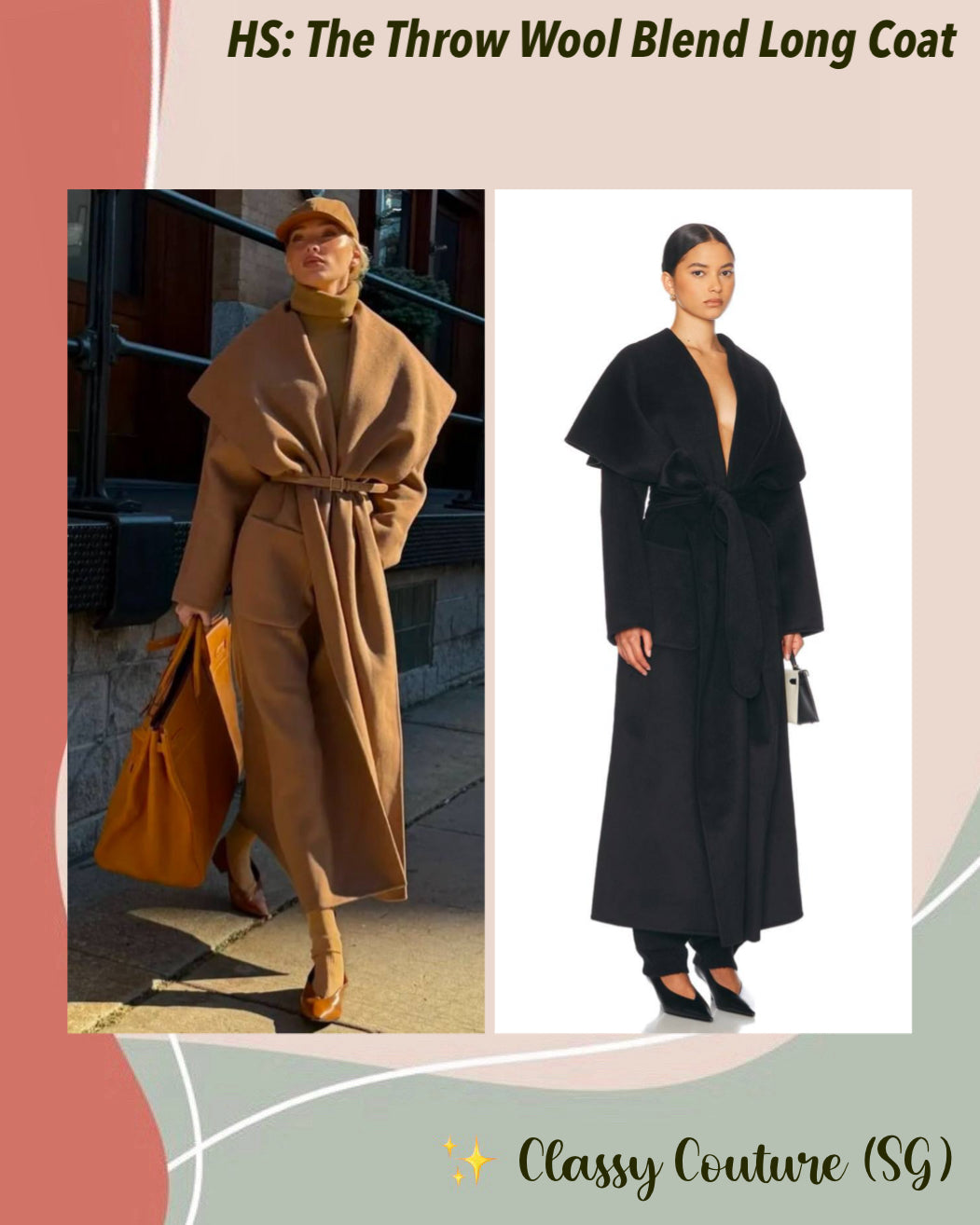 HS The Throw Wool Blend Long Coat