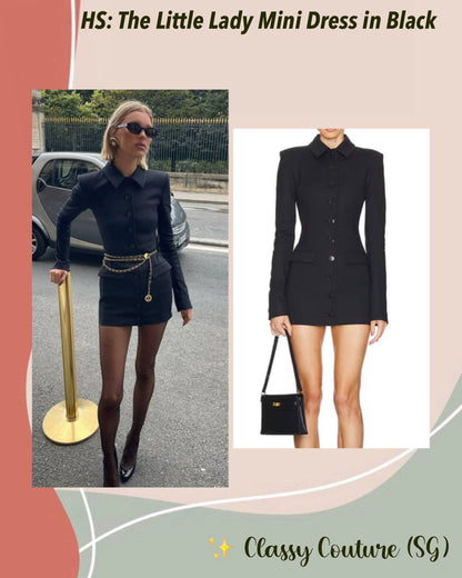 HS The Little Lady Long Sleeve Mini Dress in Black
