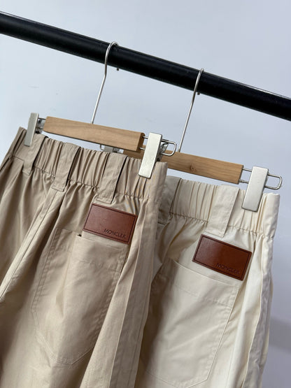 MC Wide Leg Cotton-Blend Belted Trousers Palazzo Pants