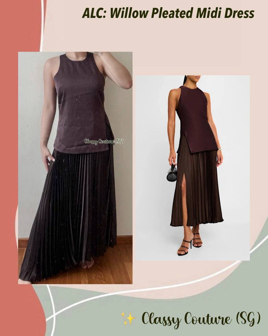 ALC Willow Sleeveless Pleated Midi Dress