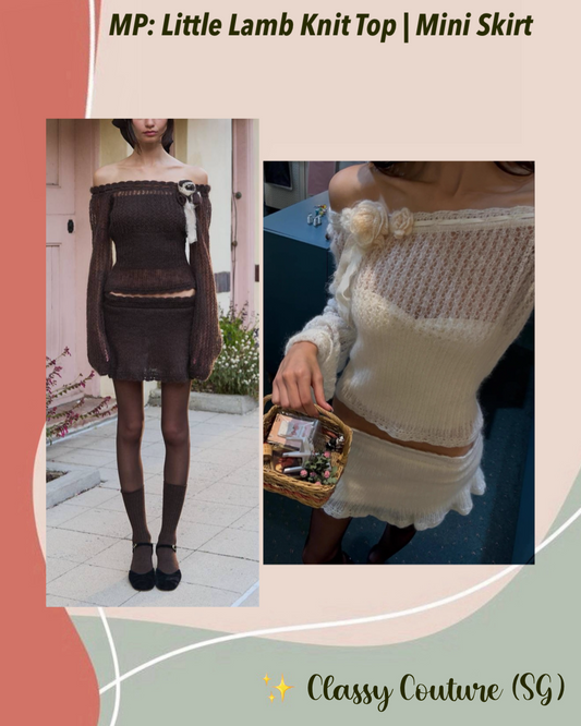MP Little Lamb Knit Off Shoulder Top | Mini Skirt | Set