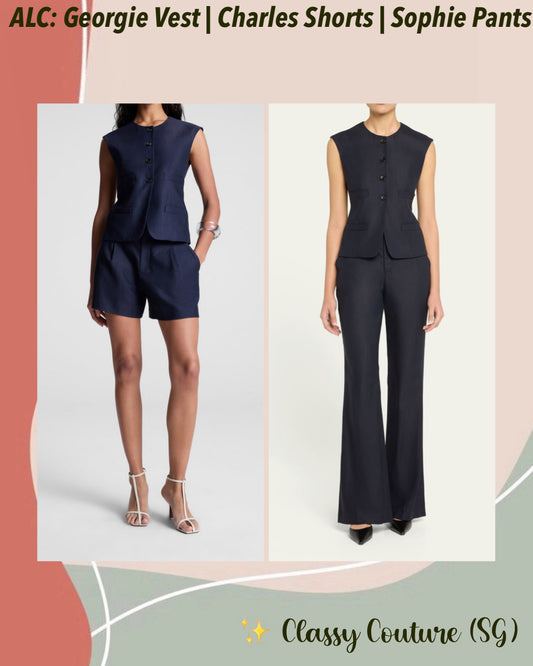 ALC Georgie Vest | Charles Shorts | Sophie II Pants | Soft Suiting Viscose-Cotton Set