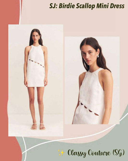SJ Birdie Scallop Shift Mini Dress