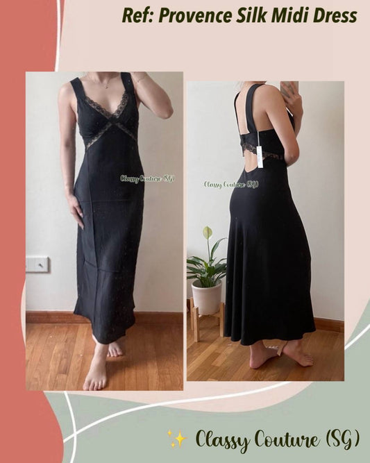 Restock! Ref Provence Silk Midi Dress in Black