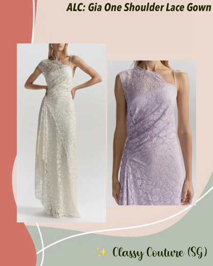 ALC Gia One Shoulder Lace Gown Maxi Dress