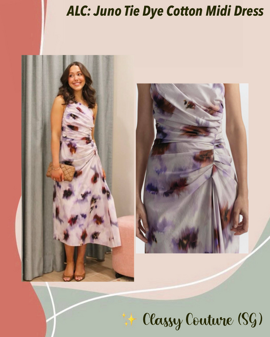 ALC Juno One Shoulder Tie Dye Cotton Midi Dress
