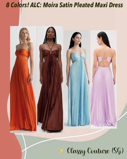 (PART 2/2) 8 Colors! ALC Moira Satin Pleated Maxi Dress
