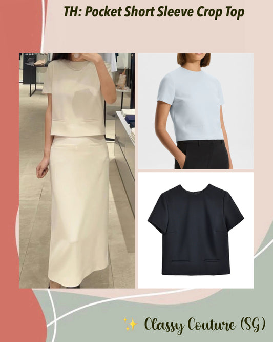 TH Pocket Short Sleeve Crop Top in Admiral Crepe