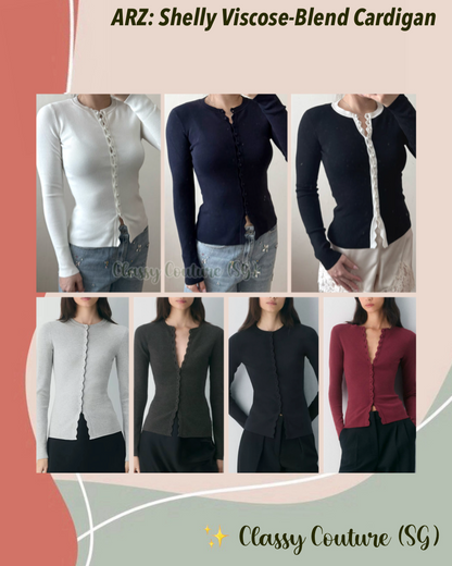 7 Colors! ARZ Shelly Viscose-Blend Button-Down Fitted Cardigan