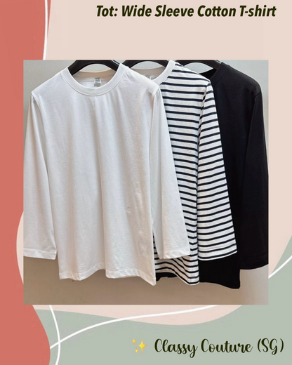 3 Colors! Tot Wide Sleeve Cotton T-shirt