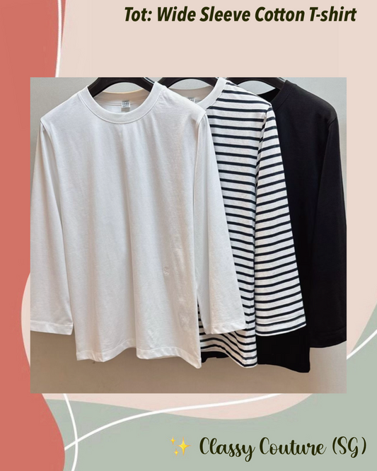 3 Colors! Tot Wide Sleeve Cotton T-shirt