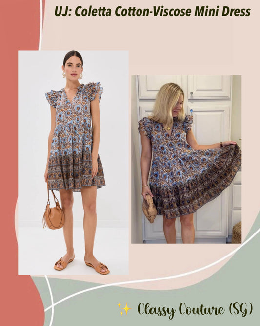 UJ Coletta Cotton-Viscose Mini Dress in Caspia