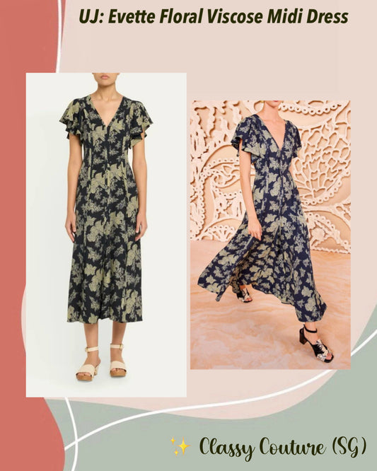 UJ Evette Viscose Midi Dress in Minuit Floral