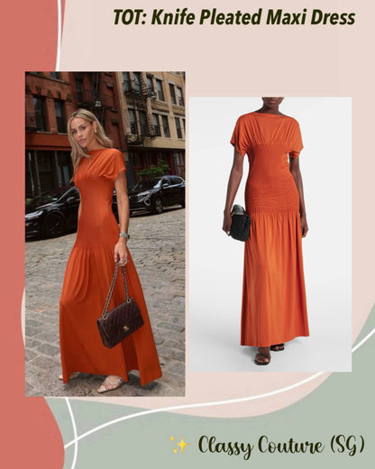 TOT Knife Pleated Viscose Maxi Dress