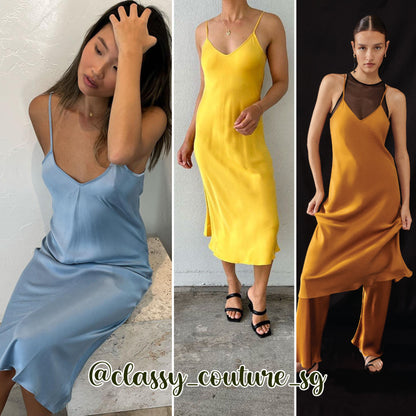 (PART 1/2) SL 90s Slip Midi Dress Solid Colours: Poppy, Peacock, Sky, Tamarind, Cedar, Goldfinch, Umber