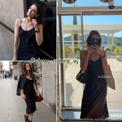 (PART 2/2) SL 90s Slip Midi Dress Solid Colours: Black, Franca, Hazelnut, Mist, Blackberry, Fig, Dark Earth