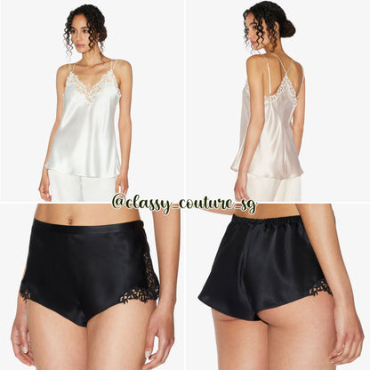 SALE! LP Silk camisole | sleep shorts with macrame frastaglio | set