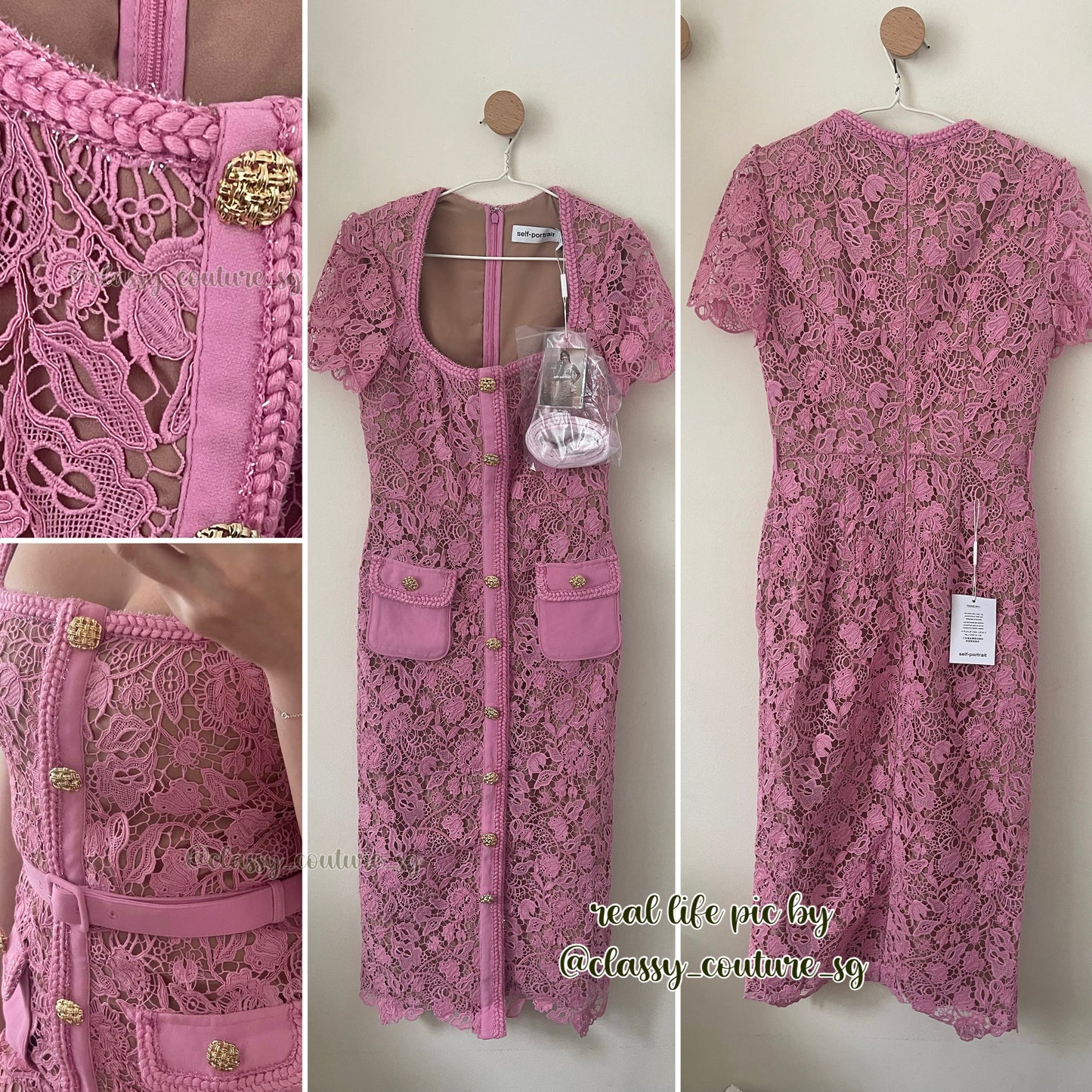 SP Pink Guipure Lace Midi Dress