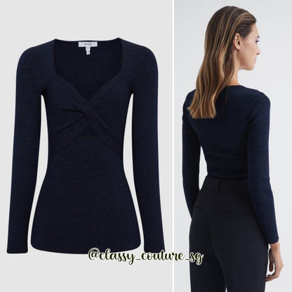 RS Navy Norie Cut-Out Long Sleeve Top