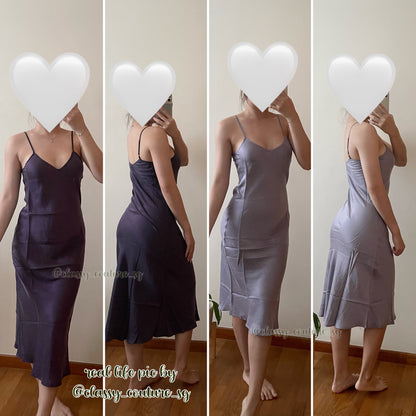 (PART 2/2) SL 90s Slip Midi Dress Solid Colours: Black, Franca, Hazelnut, Mist, Blackberry, Fig, Dark Earth