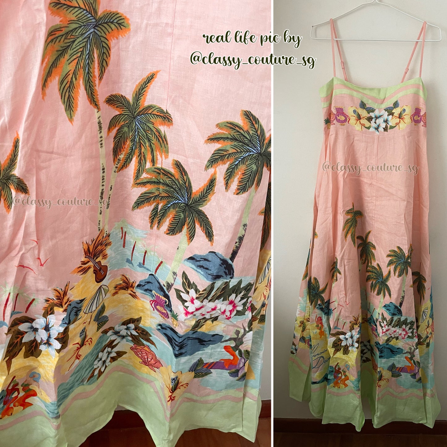 ALM Mermaid Point Linen Midi Maxi Sundress Dress