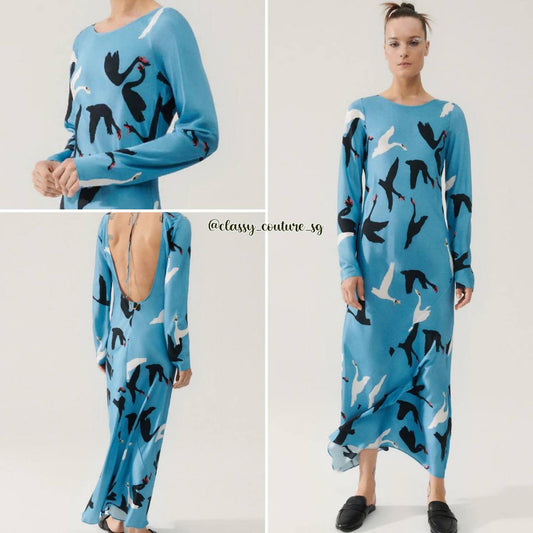 SL Sienna Long Sleeve Maxi Dress - Blue Swans