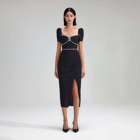 SP Black Crepe Diamante Midi Dress