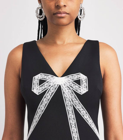 SP Crepe Lace Bow Mini Dress