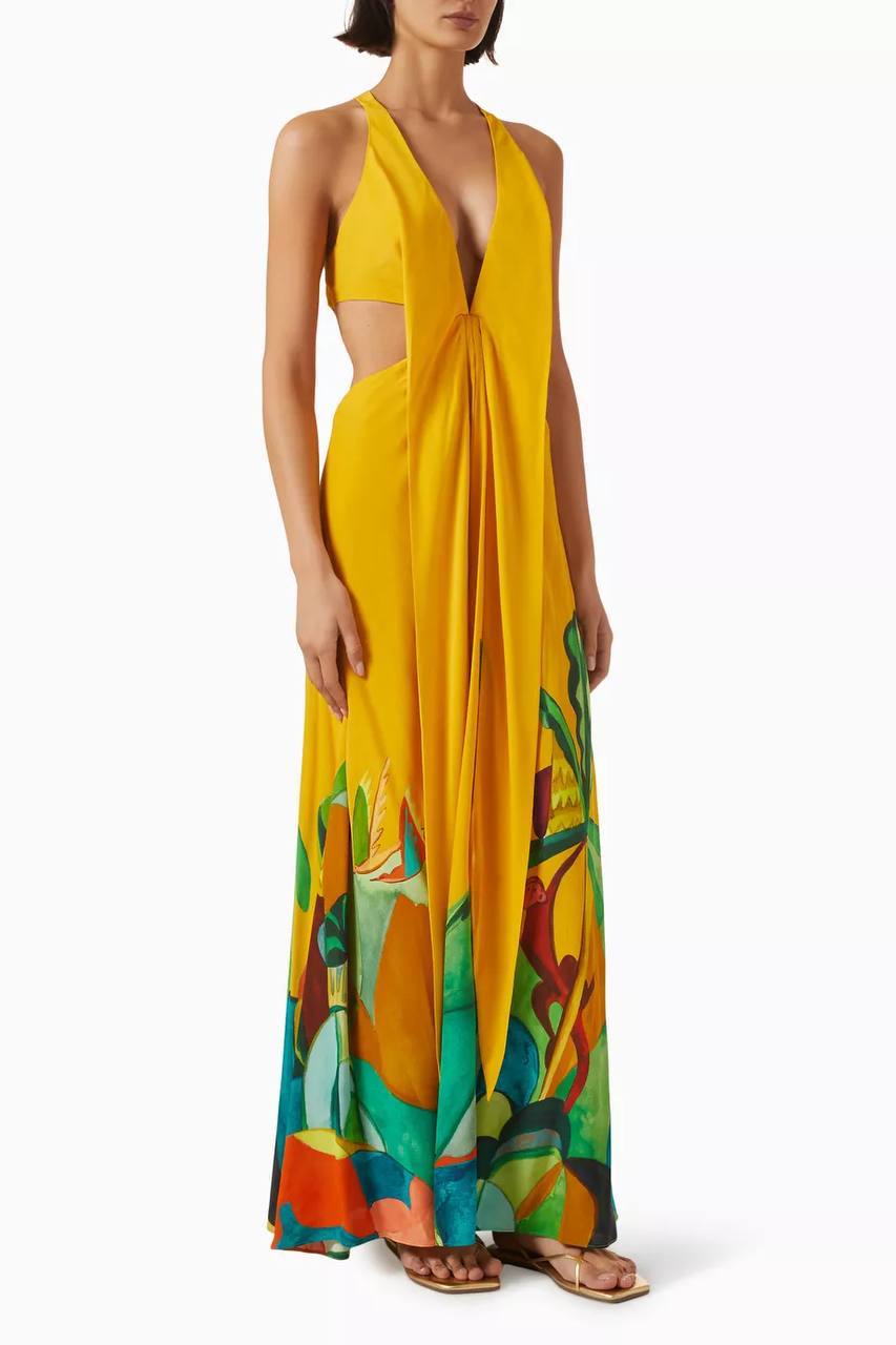 ALM Mokshini Cut-out Silk Maxi Dress