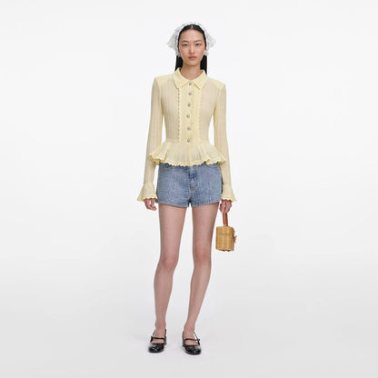 SP Croc-Embossed Denim Shorts