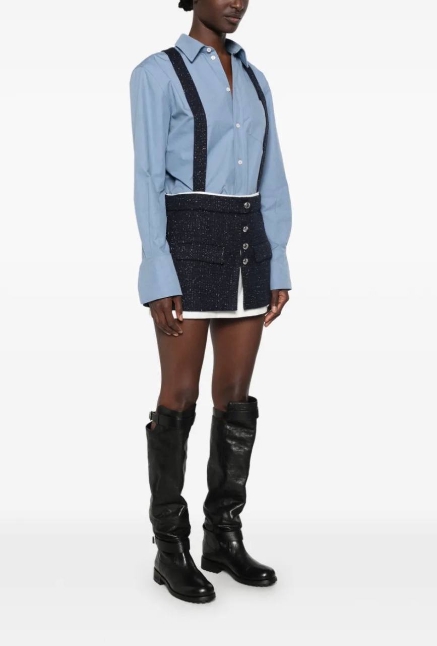 MJ Contrast Tweed Shorts with Suspenders
