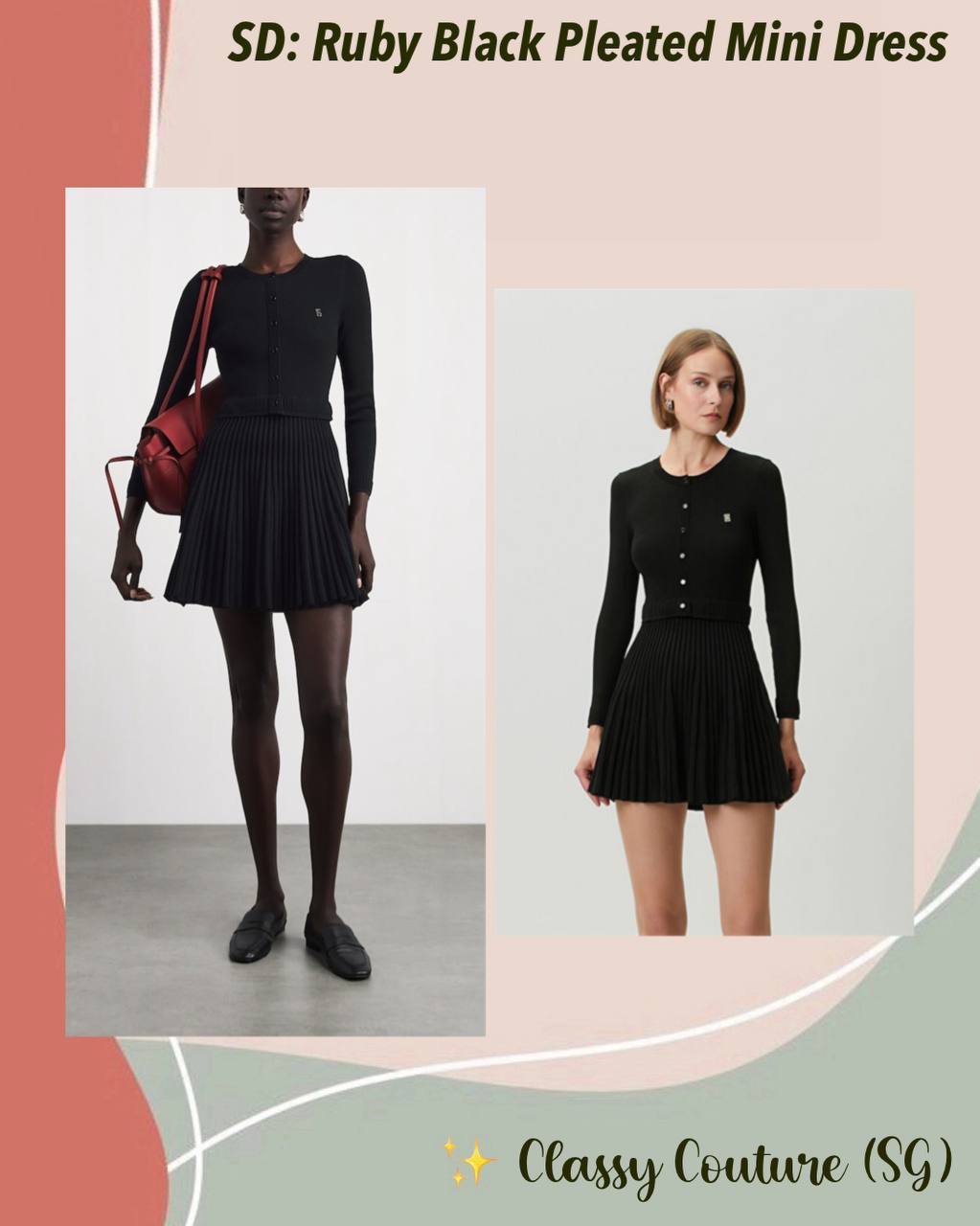 SD: Ruby Black Pleated Mini Dress