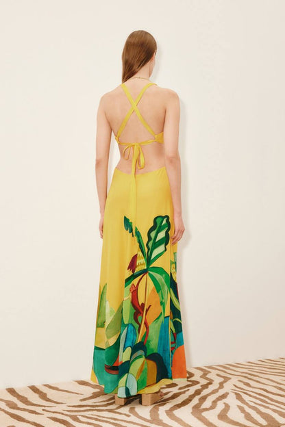 ALM Mokshini Cut-out Silk Maxi Dress